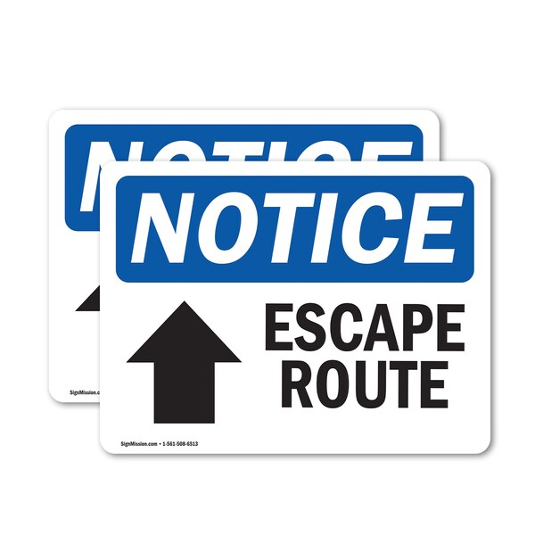Signmission Escape Route (Up Arrow) Sign With Symbol, 7 in W x Rectangle, Vinyl Decal OS-2PACK-NS-D-57-L-12140 - main